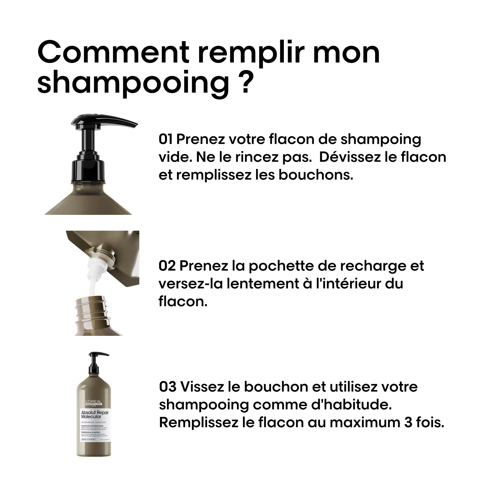 L'Oréal Professionnel Absolut Repair Molecular Pochette de Recharge Shampooing - 1000ml - Image 6