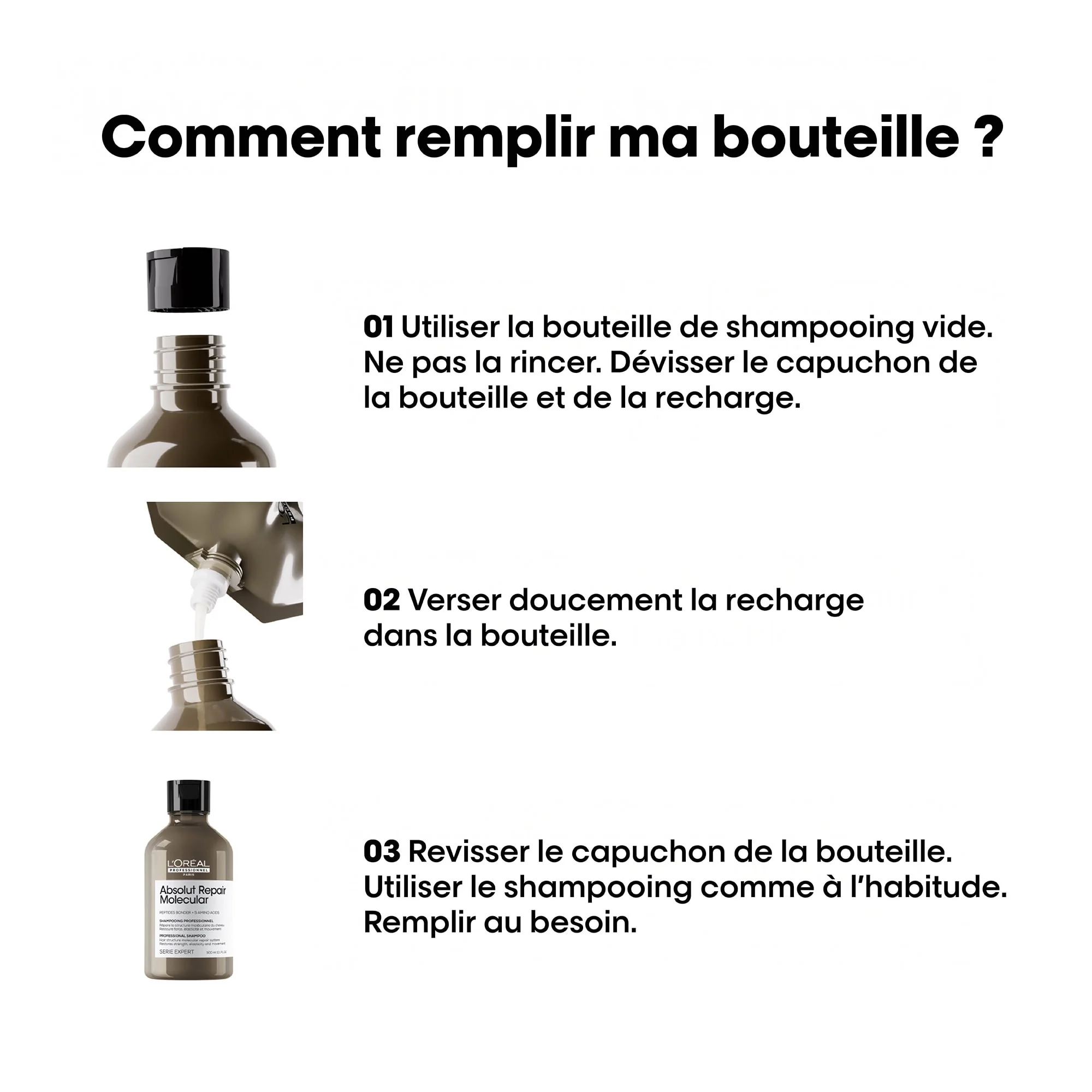 L'Oréal Professionnel Absolut Repair Molecular Pochette de Recharge Shampooing - 500ml - Image 6