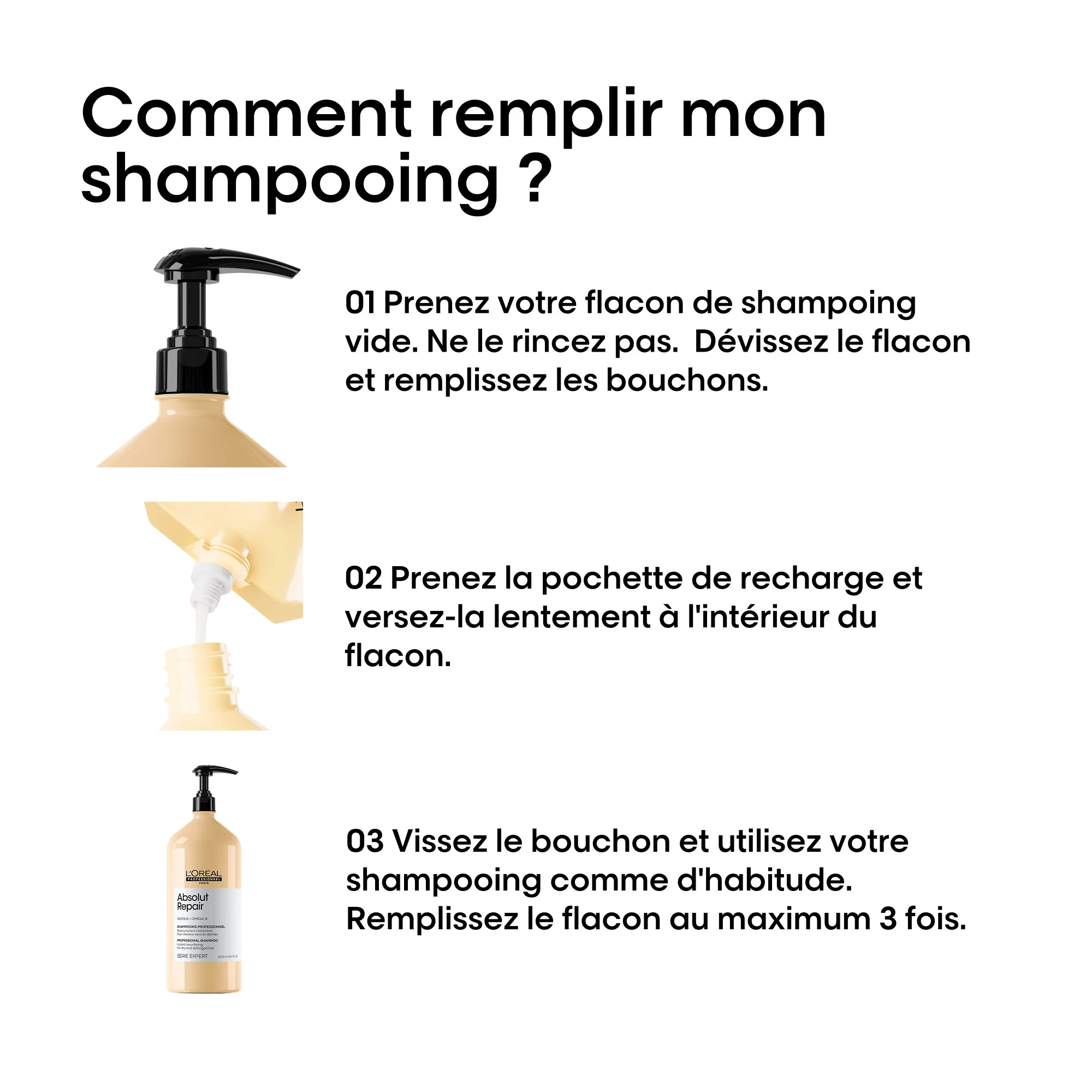 L'Oréal Professionnel Absolut Repair Pochette de Recharge Shampooing - 1000ml - Image 7