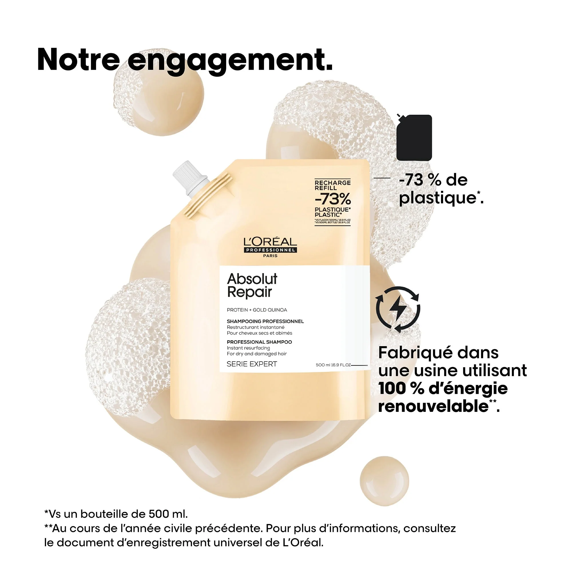 L'Oréal Professionnel Absolut Repair Pochette de Recharge Shampooing - 500ml - Image 7