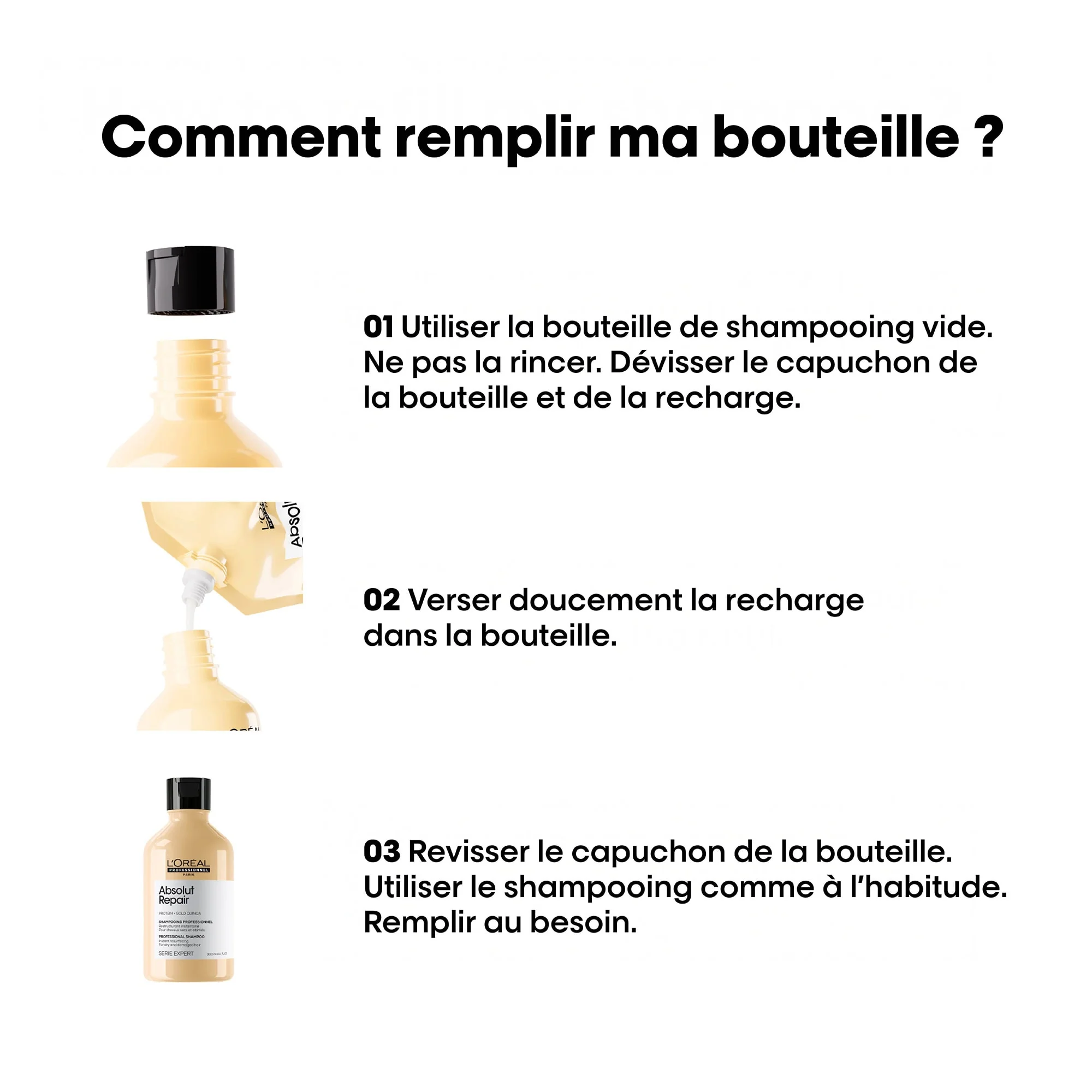 L'Oréal Professionnel Absolut Repair Pochette de Recharge Shampooing - 500ml - Image 8