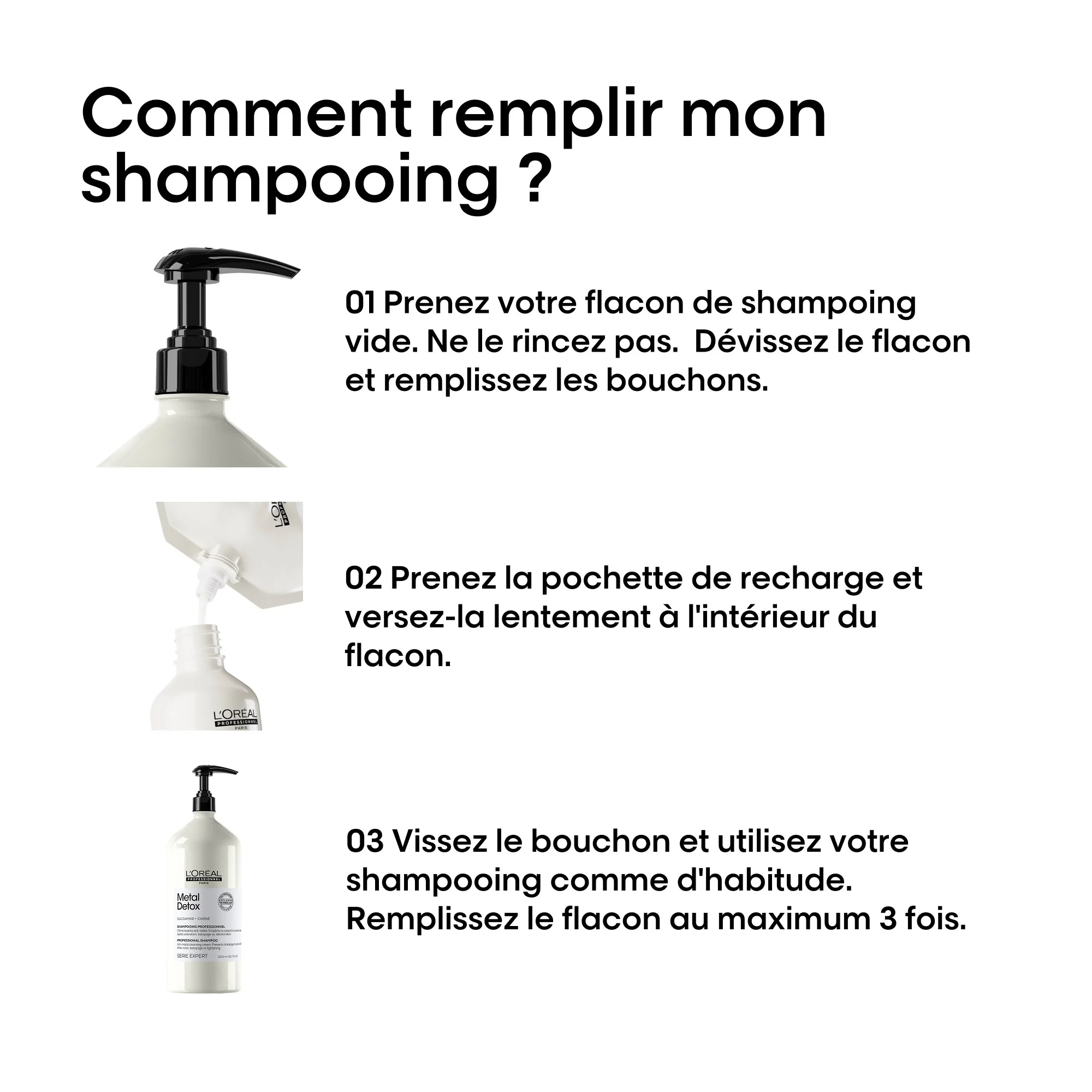 L'Oréal Professionnel Metal Detox Pochette de Recharge Shampooing - 1000ml - Image 6
