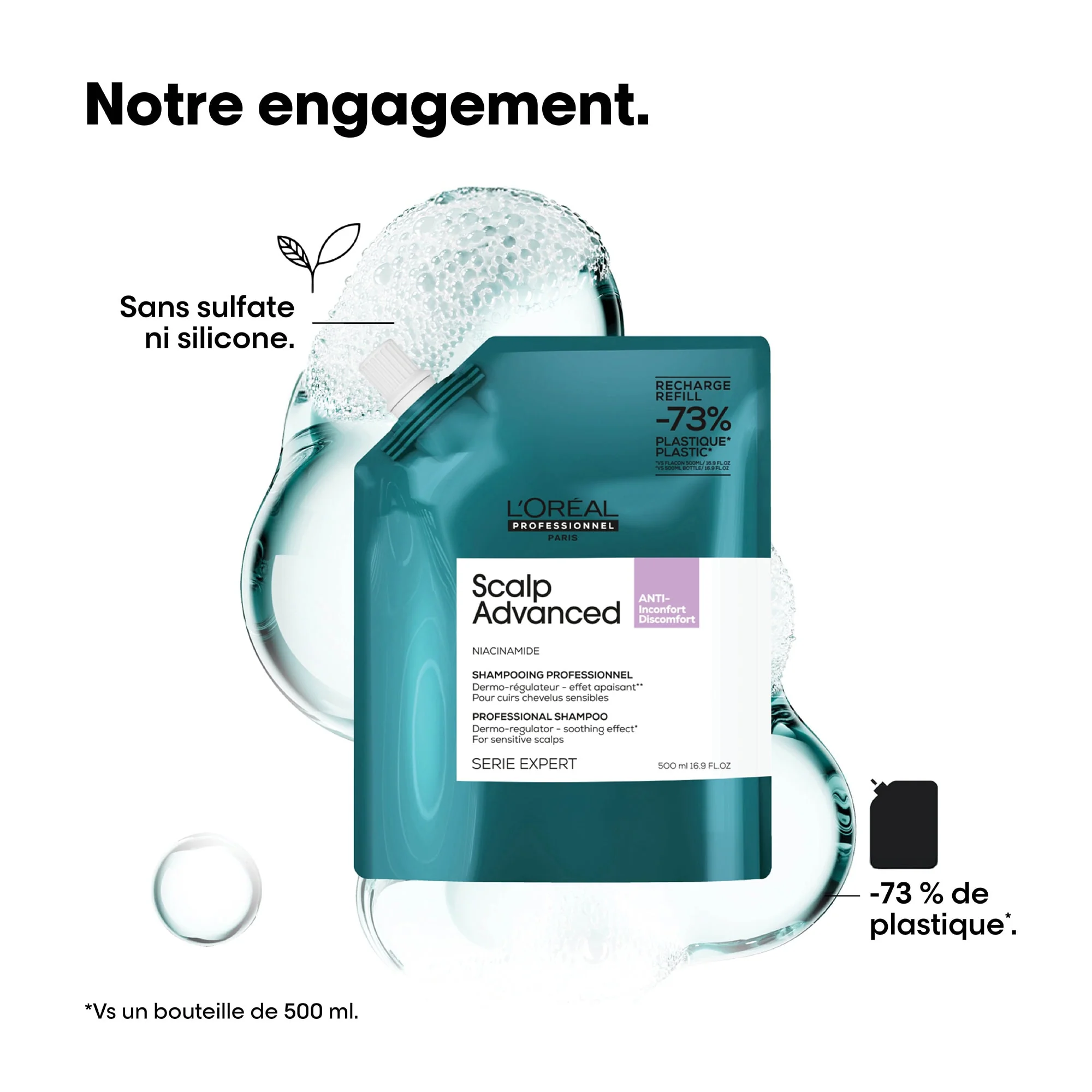 L'Oréal Professionnel Scalp Advanced Anti-Inconfort Pochette de Recharge Shampooing - 500ml - Image 7