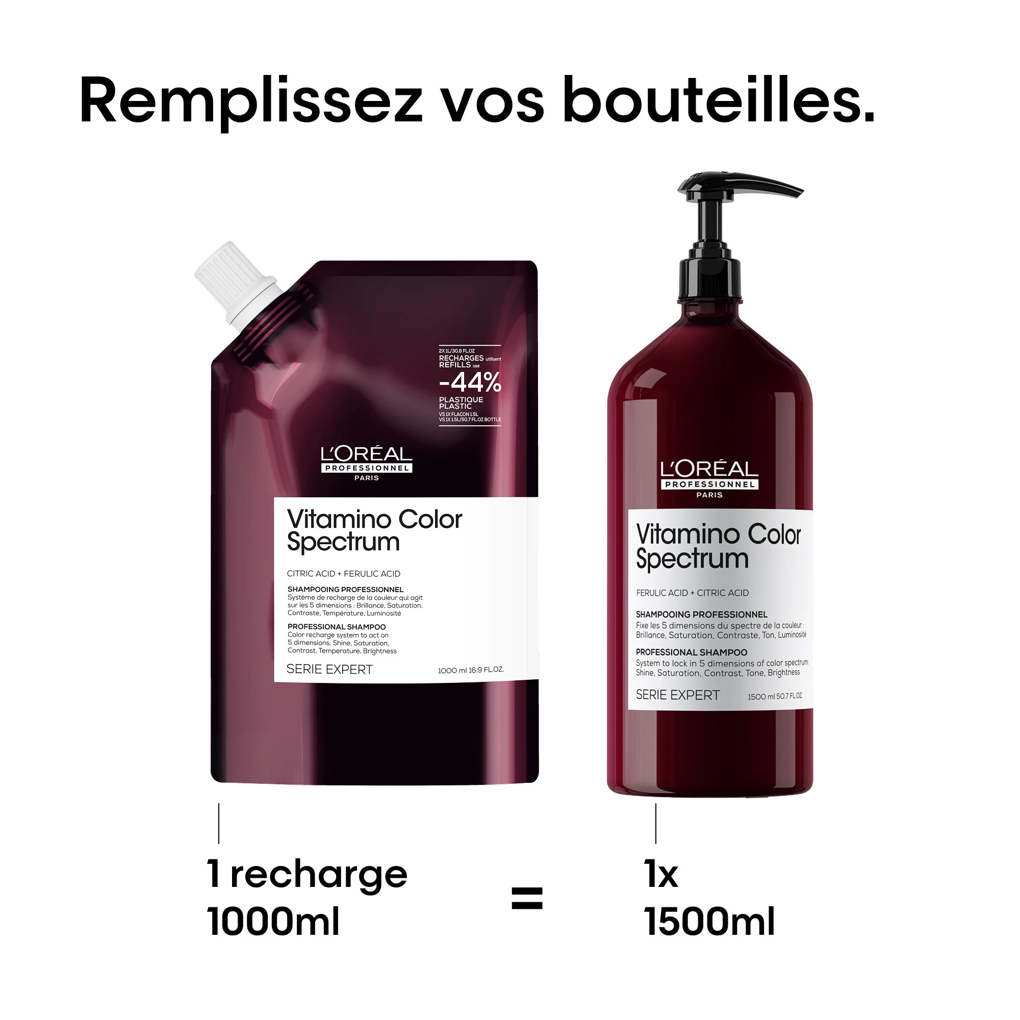 L'Oréal Professionnel Vitamino Color Spectrum Pochette de Recharge Shampooing - 1000ml - Image 5