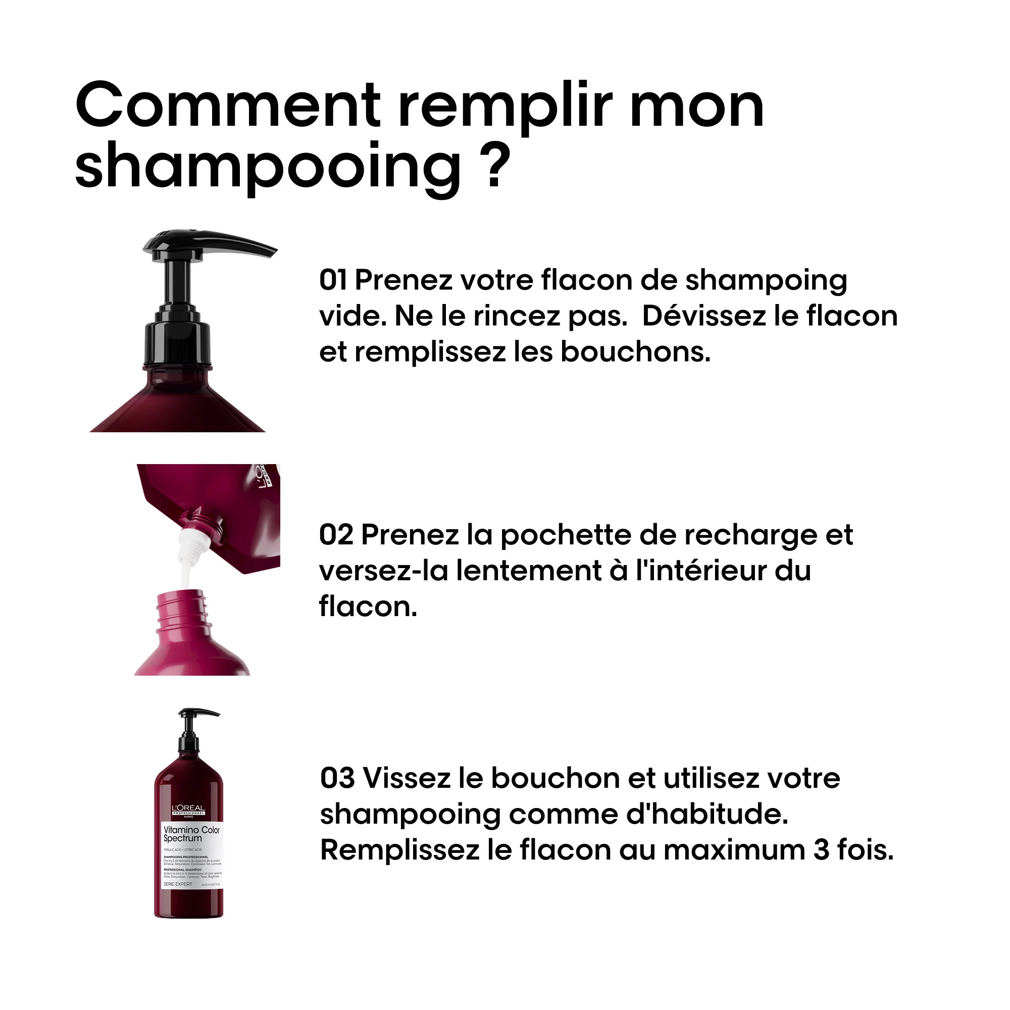 L'Oréal Professionnel Vitamino Color Spectrum Pochette de Recharge Shampooing - 1000ml - Image 6