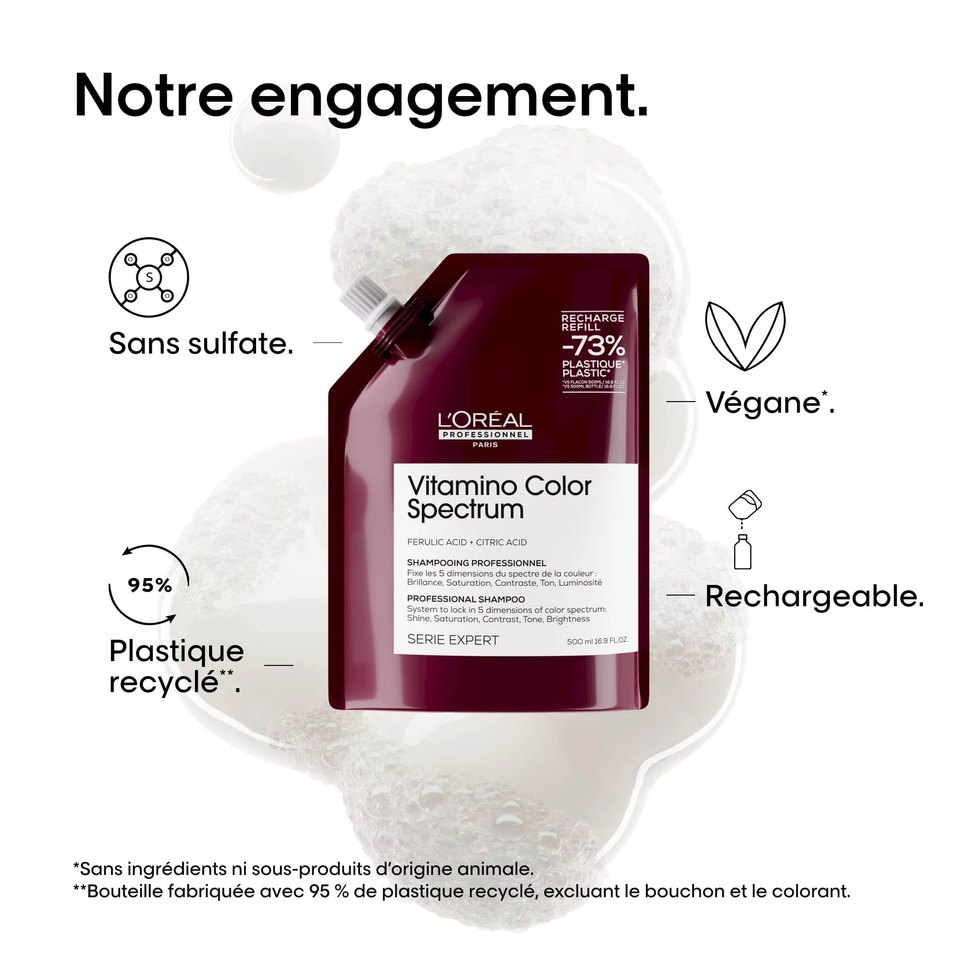 L'Oréal Professionnel Vitamino Color Spectrum Pochette de Recharge Shampooing - 500ml - Image 12
